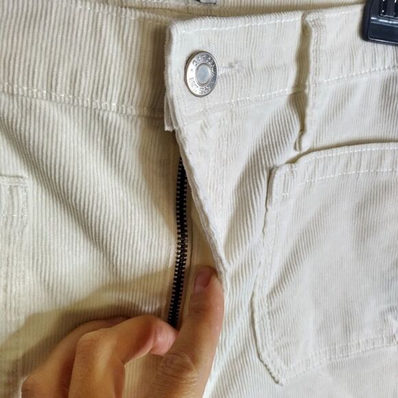 Gap Pants Sz 12S Corduroy 70s Flare High Rise Stretch Casual Minimalist Ivory - Picture 5 of 11